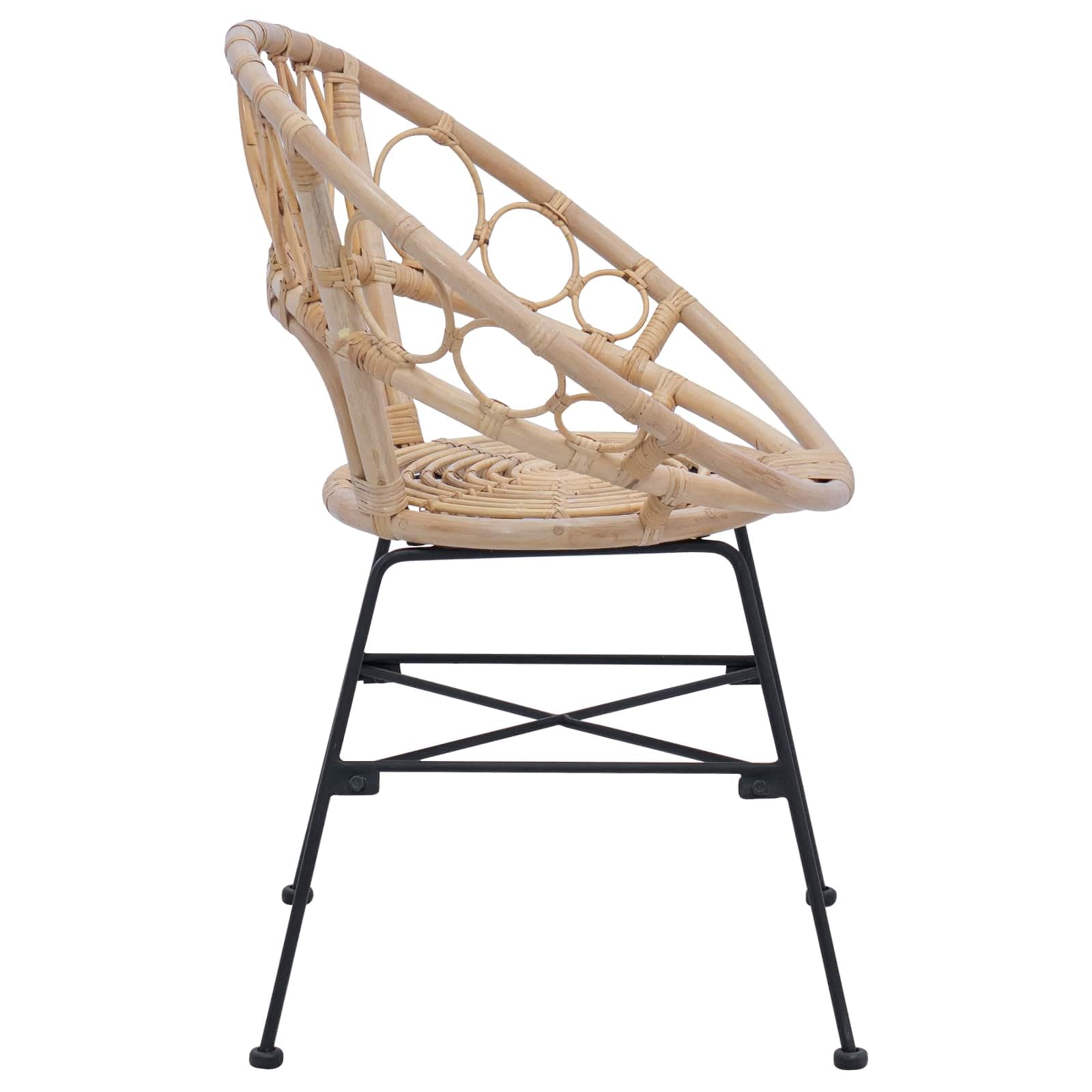 Rattanowe żelazne minimalistyczne do jadalni Round Brązowy 49 x 51 x 81 cm