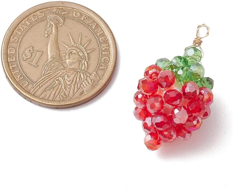 KitBeads 10Pcs Glass Seed Beaded Strawberry Charms Colorful Fruit Strawberry Pendants for Necklaces Making Bracelets Crafts Bulk - Image 2