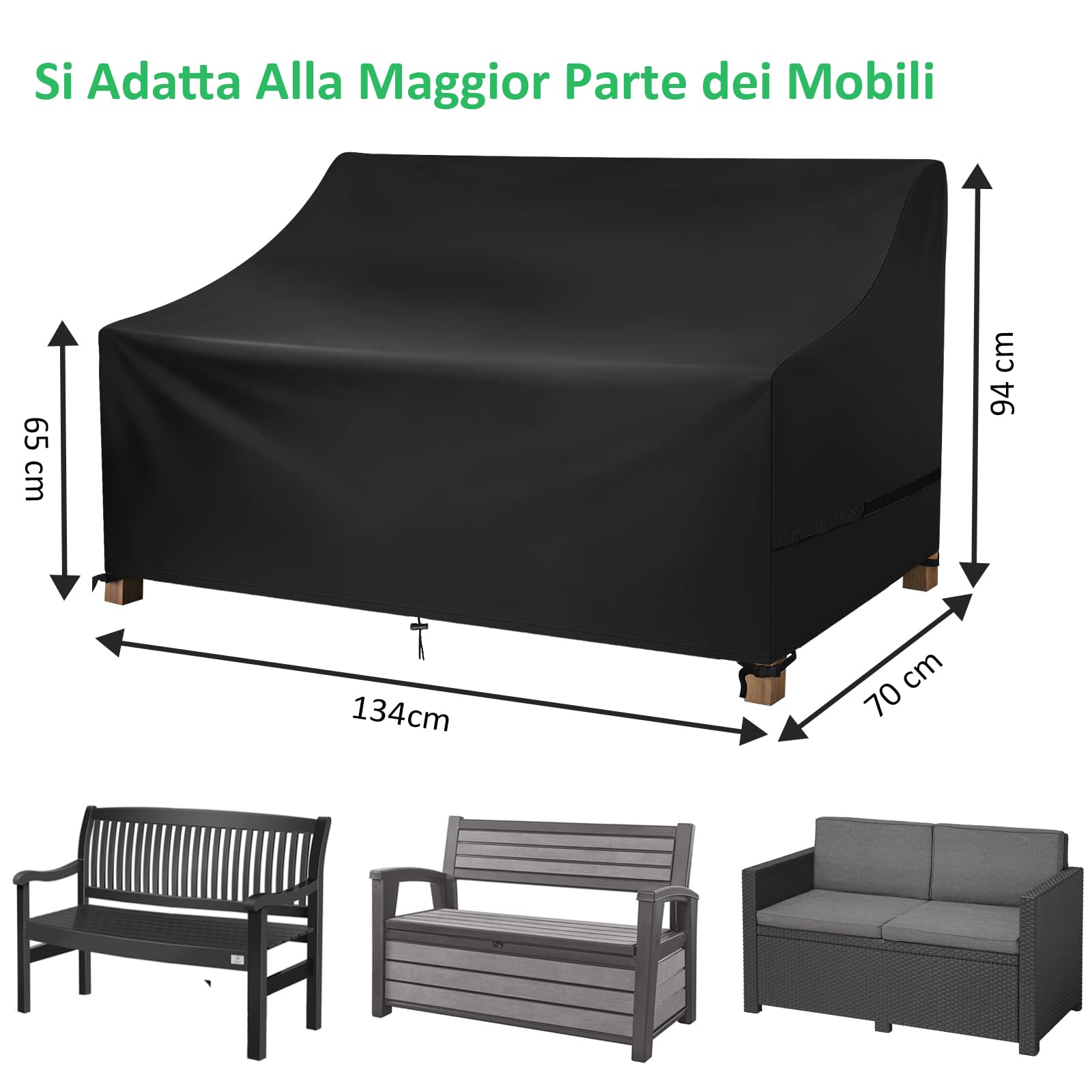 Beschermhoes voor tuinbank | 183 x 75 x 66/91 cm | polyesterweefsel van het type