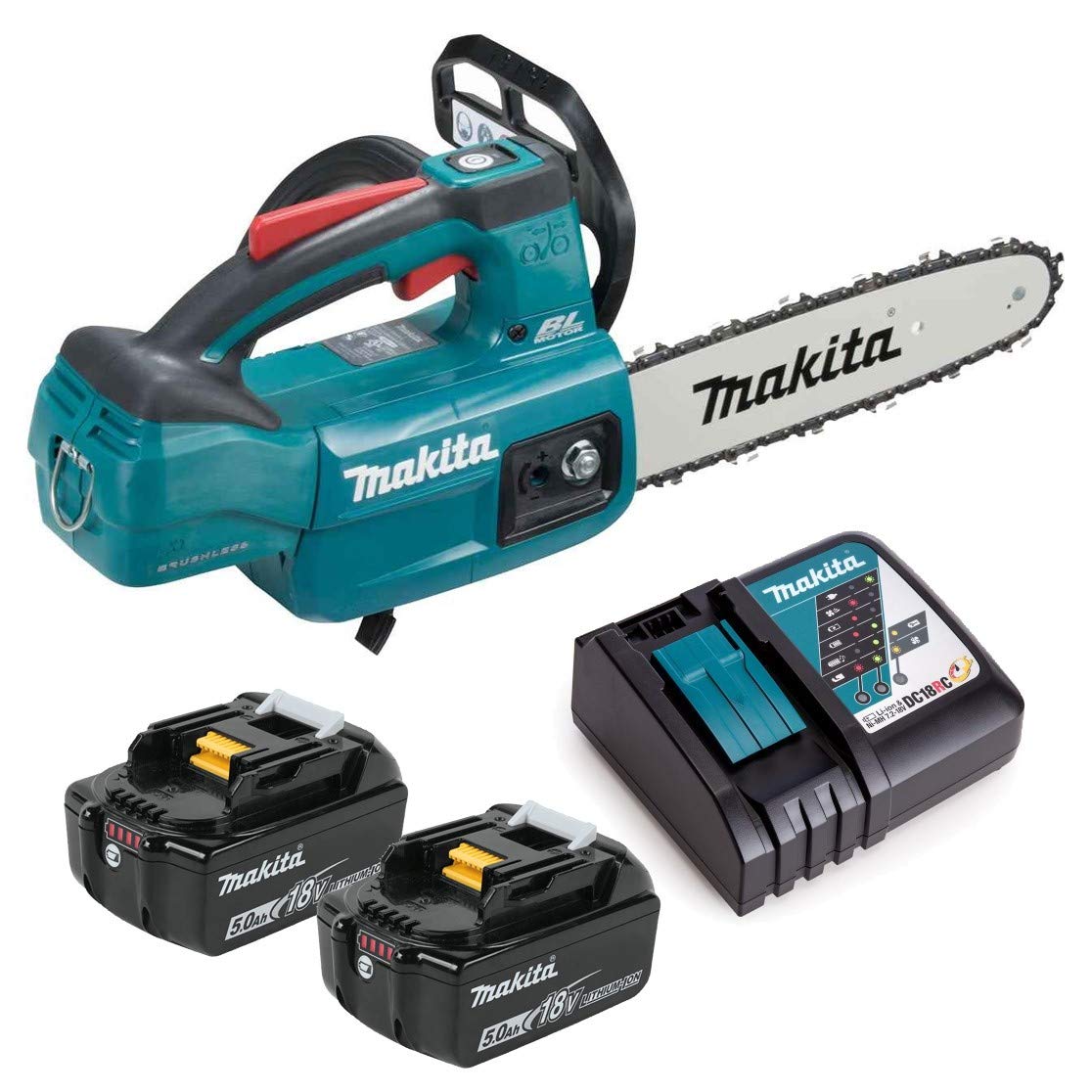Makita Duc254rte 18V Lxt Cordless Brushless 25Cm Chainsaw Top Handle 2 X 5.0Ah