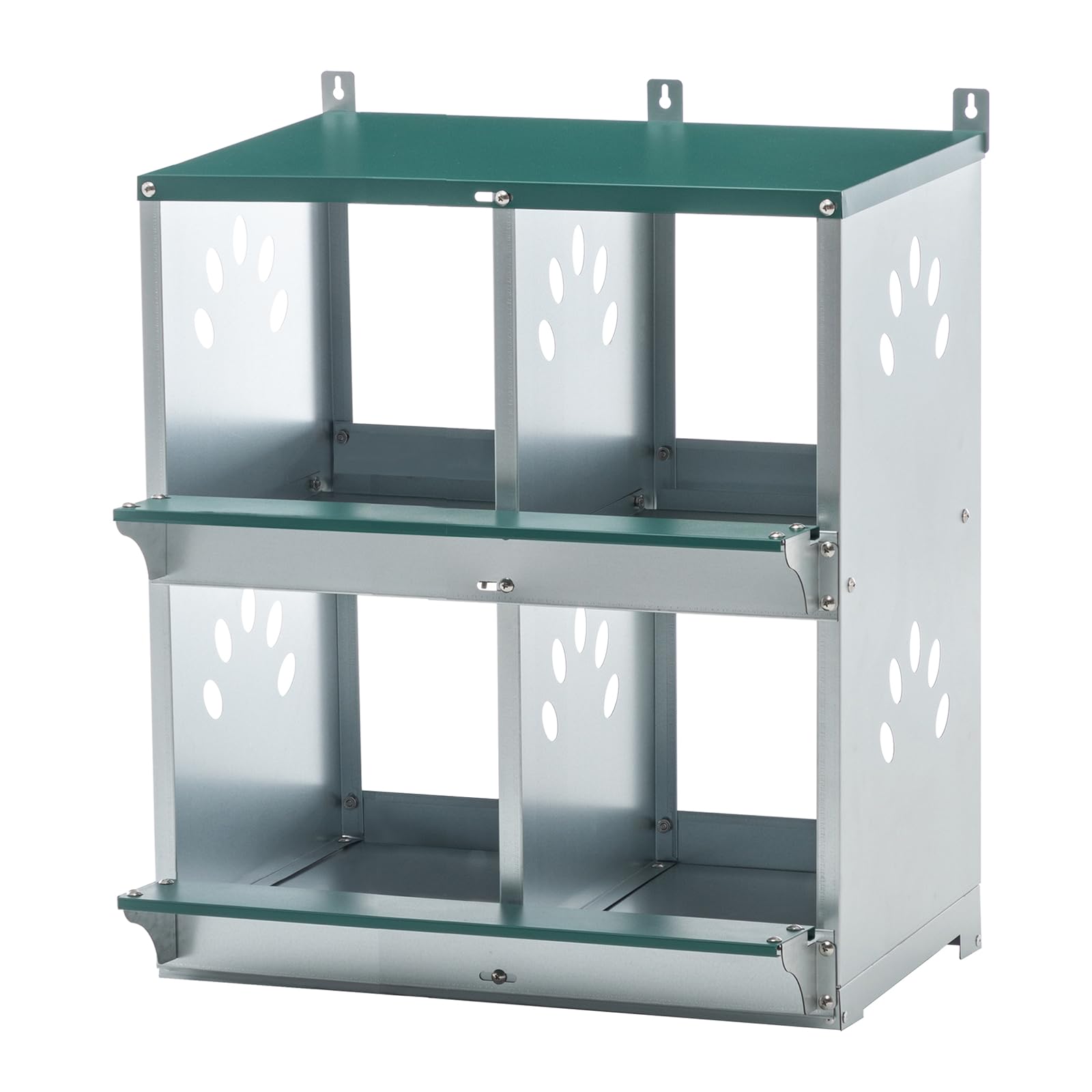 4 Compartment Chicken Nesting Box,Galvanized Steel Nesting Boxes for Hens, Easy to Assemble (4-Hole,Green)