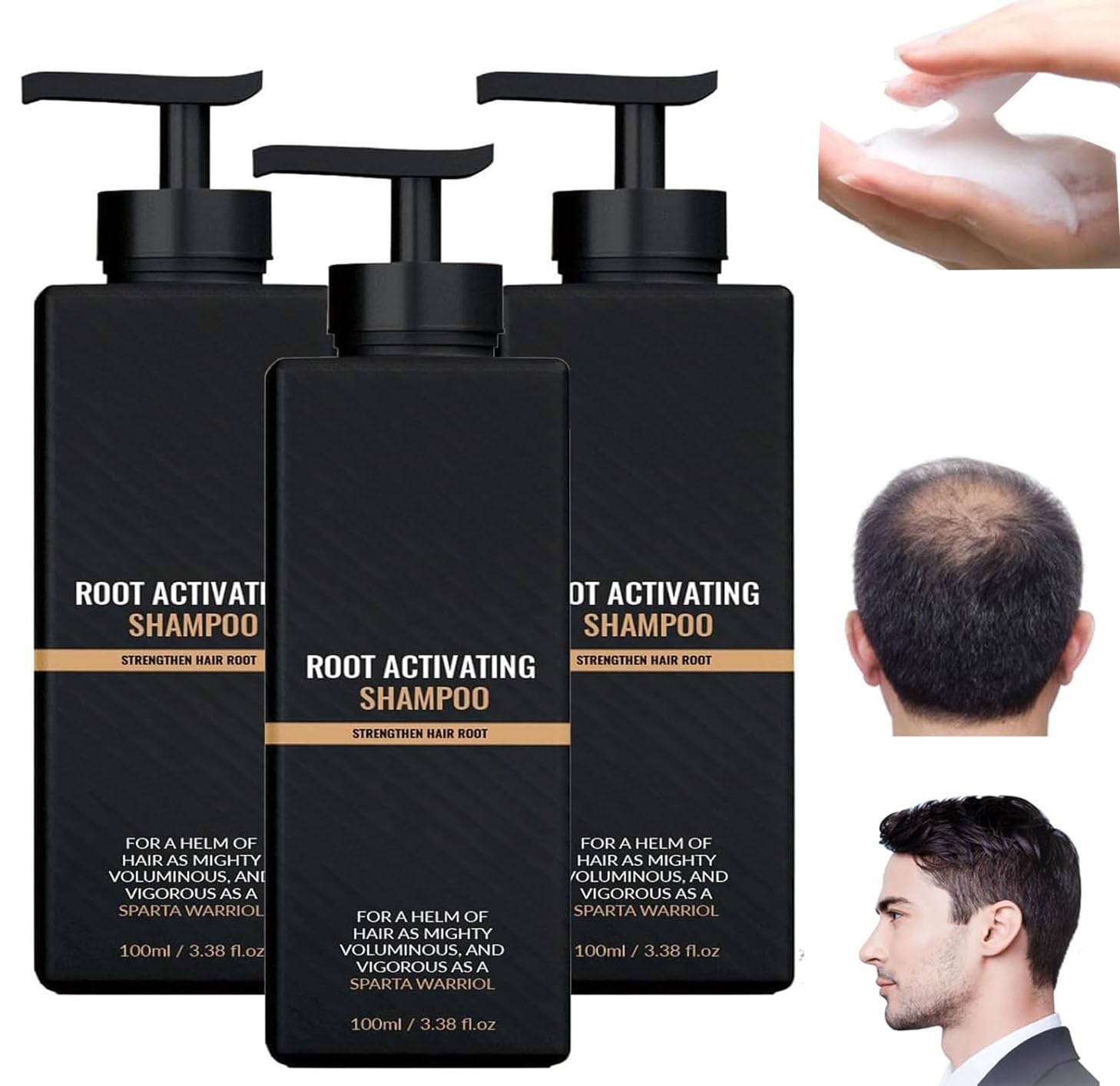 Spartan Root Activator Shampoo, New Spartan Hair Loss Shampoo, Mane Root Activator Shampoo, Accelerate Hair Growth, Hair Thickening Shampoo for All Hair Types (3pcs)