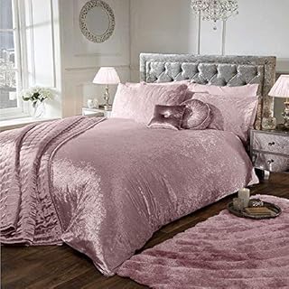 Luxury Crushed Velvet Duvet Quilt Cover Bedroom Bedding Set (Black, Single)