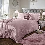Crushed Velvet Bedding Duvet Cover Pillow Case Bed Set (Blush Pink, Double)