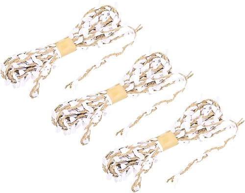 PATIKIL Cinta de hoja de arpillera de 16 pies y 0.197 in, paquete de 3 cuerdas trenzadas de yute natural con hojas artificiales para decoración de