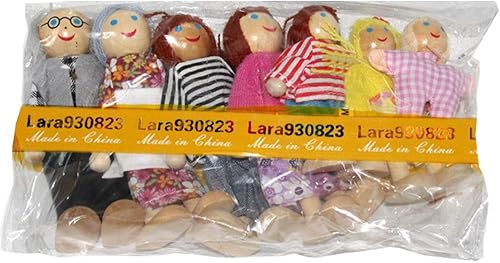 Miniatura 2 de Yeooyoor Casa de muñecas de madera - Personajes de disfraces familiares: abuelo, abuela, mamá, papá, niños, bebé (7 personajes)