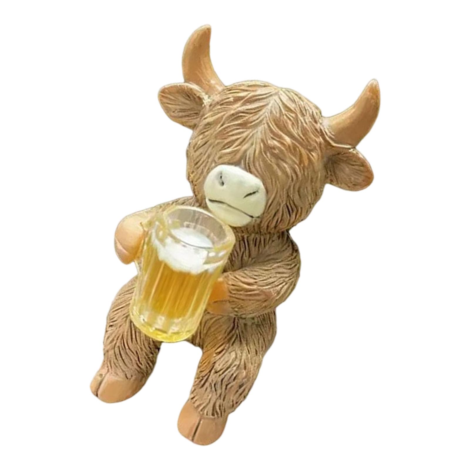WEILWH Cartoon High Cow with Mug Flower Pots Huggers Figurine for Home Garden Decoration Resin Planter Hanging Statue High Cow Flower Pots Ornament