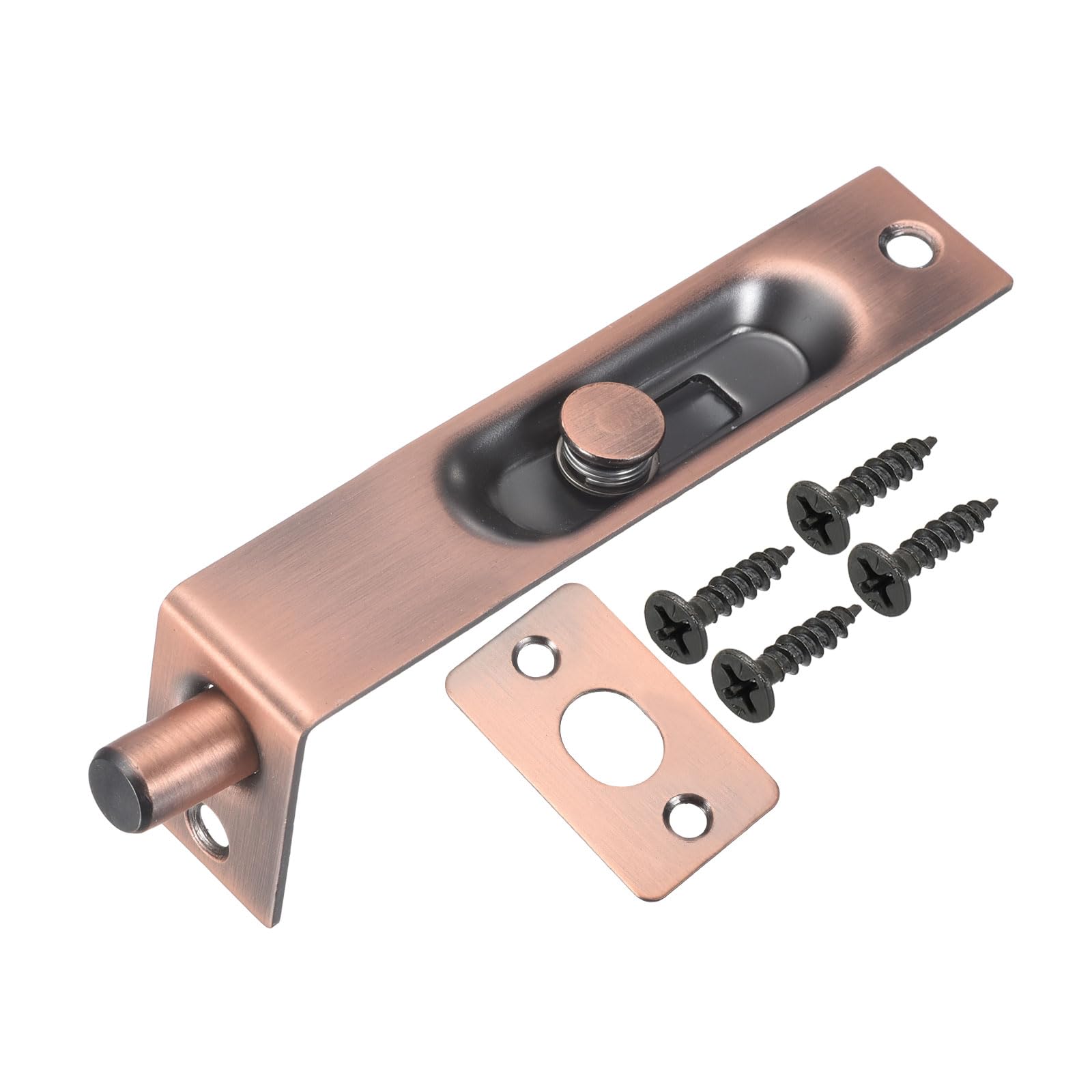 PATIKIL Flush Bolt 4"x0.87" Stainless Steel French Door Lock Red Bronze