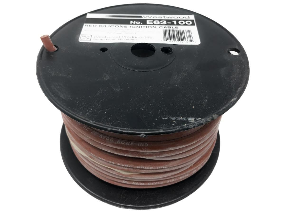 Replacement for Westwood E63-100 100' Roll of GTO-15 Red Silicone Ignition Cable .275 O.D.
