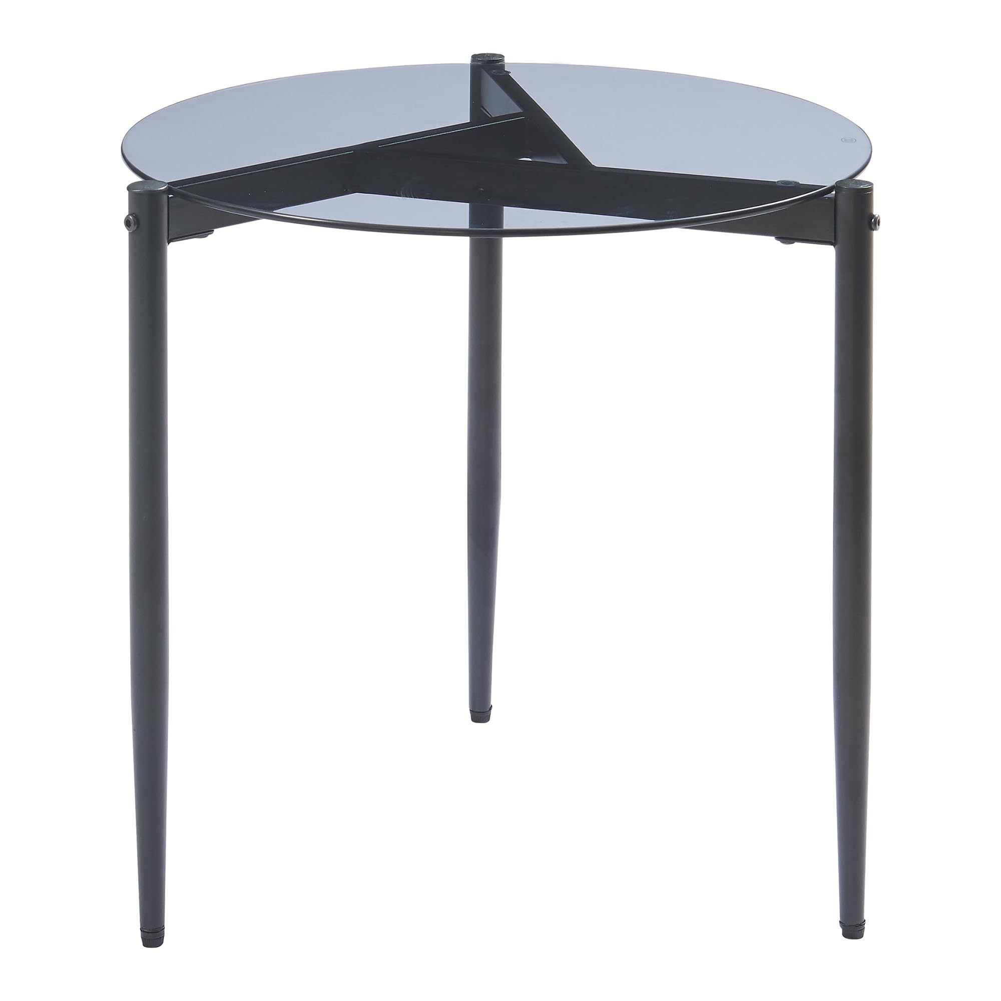 [en.casa] Table d'Appoint avec Plateau Rond en Verre Fumé Petite Table Basse Bout de Canapé Guéridon Chevet pour Salon Chambre Bureau Acier 50 x 50 cm Gris