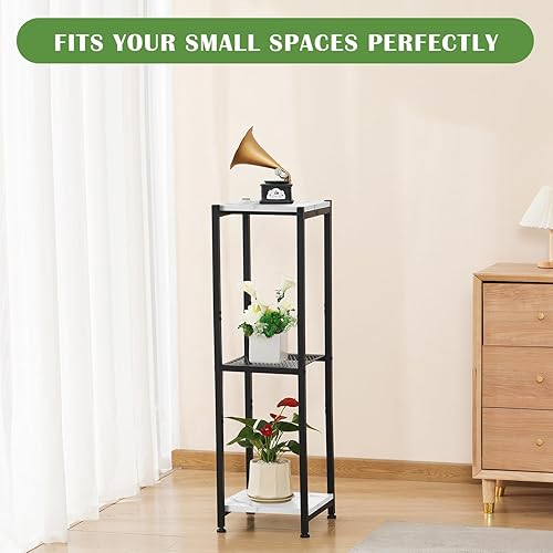 Miniatura 6 de Soporte para plantas extra alto para interiores, soportes para plantas de 40 pulgadas, soporte de metal de 3 niveles con estante de madera