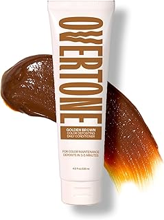 Overtone Daily Color Depositing Conditioner For All Hair Types: 4.5oz Temporary Coloring Conditioner w/Shea Butter & Coconut Oil - Refresh Color & Prevent Fading - Vegan & Cruelty-Free, Golden Brown