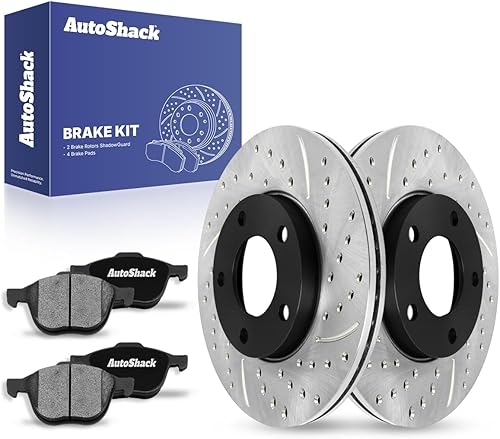 AutoShack Pastillas de freno de cerámica para rotores de freno delanteros perforados y ranurados, repuesto para Mazda 3 2004-2013 2009 2010 2012