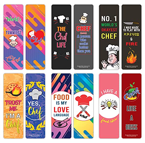 Creanoso I am a Chef Bookmarks (2-Sets X 6 Cards) – Great Party Favors Card Set – Epic Incentive Set Book Page Clippers – Cool Gifts for Men, Women, Teens, Bookworms – DIY Kit – Teacher Rewards