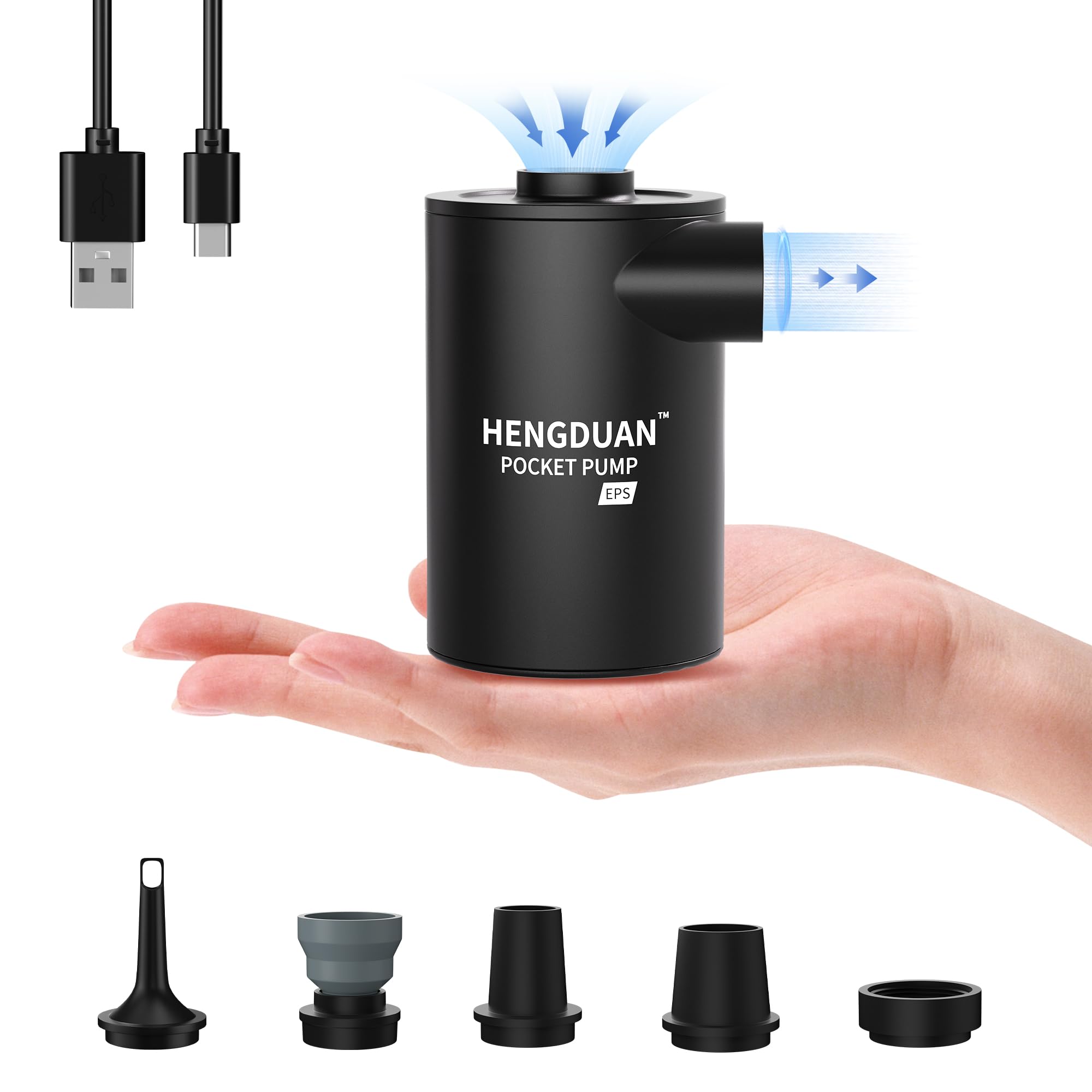 Pompe à Air Rechargeable USB SINZONeu 280L/min - 3600mAh, 4 Buses, Pour Matelas Gonflable, Camping - 5