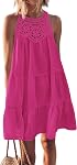 BTFBM Robe d'été pour femmes 2026 Printemps Boho Mode Halter Col sans manches Loose A-Line Mini Vacances à la plage Sundress