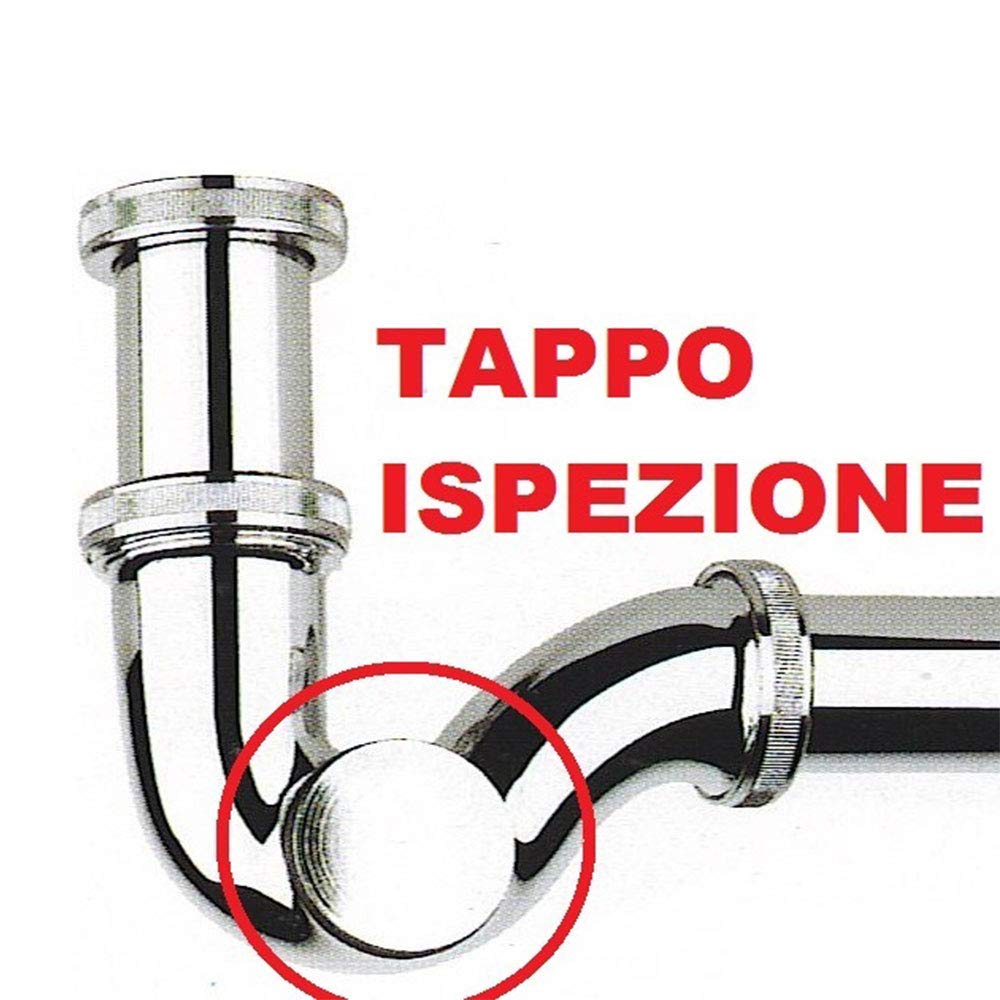 Sifone di Scarico per bidet sospeso, Acciaio Cromato, attacco universale 1"1/4