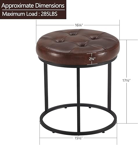Miniatura 2 de DUHOME Taburete otomano de piel sintética, silla de tocador, reposapiés, taburete de maquillaje con base de metal para sala de estar, dormitorio,