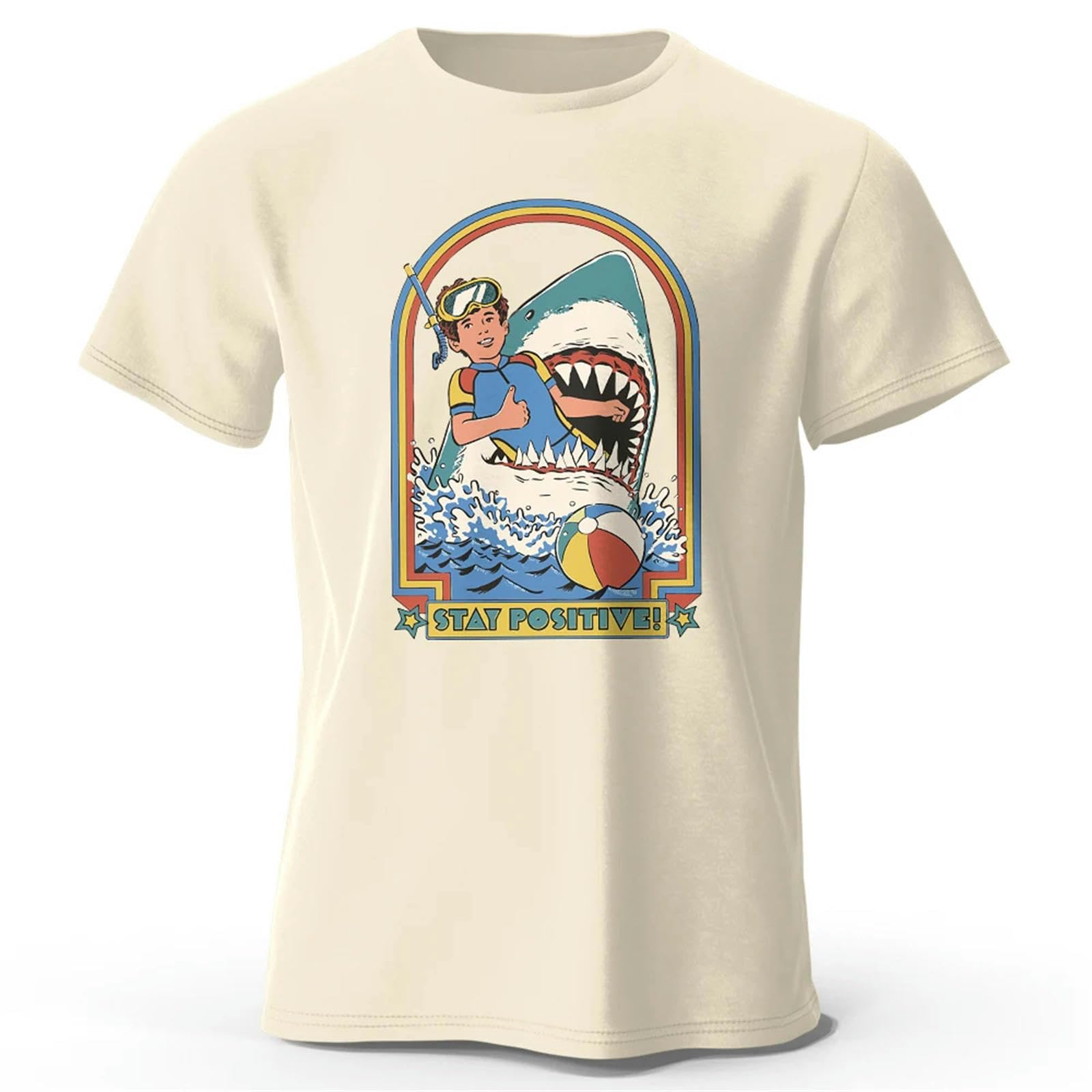 T-Shirt Homme Imprimé Rétro d'Été - T-Shirt Manches Courtes Beige 2XL pour Sorties Terrasses