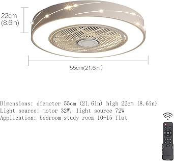 110V 60HZ Fan Lamp,Ceiling Fan Light with 3 Adjustable Colors and 3 Speed Regulation Modes,Fan Lamp with Remote Control,Suitable for Living Room,Study Bedroom,Meeting Room