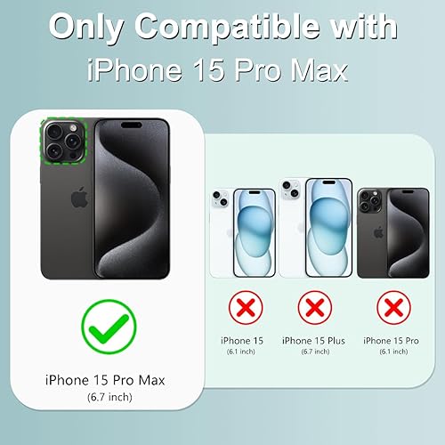 Miniatura 7 de Fiyart Funda diseñada para iPhone 15 Pro Max con soporte para teléfono, funda protectora de protección de cámara con gancho para correa de muñeca