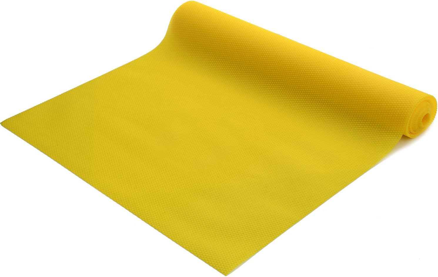Kuber Industries Diamond Textured Anti Slip Mat|Waterproof Shelf Mat Liner Roll|Mat for Kitchen, Drawer & Cabinet|Sheet for Fridge, Bathroom|Easy to Cut 1.5 MTR Roll (Yellow)