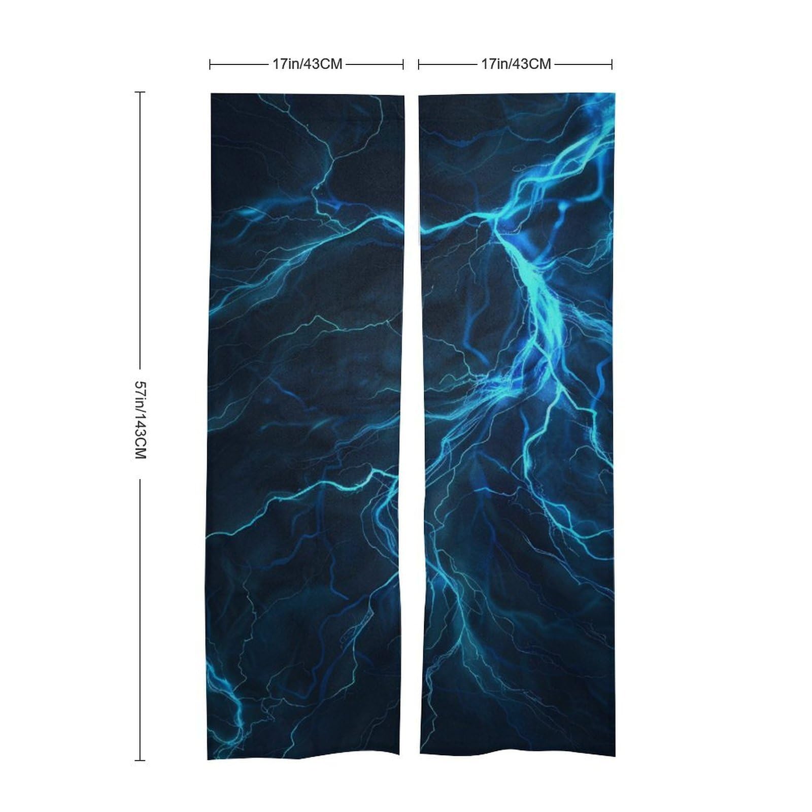 Cartoon Glowing Thunder Noren Doorway Split Shower Curtain Long Type Window Treatment for Privacy Partition Divider