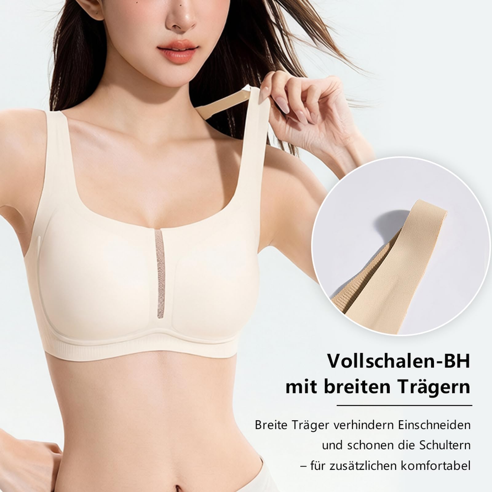 Sport BH Damen ohne bügel Nahtloser V-Ausschnitt vollschalen