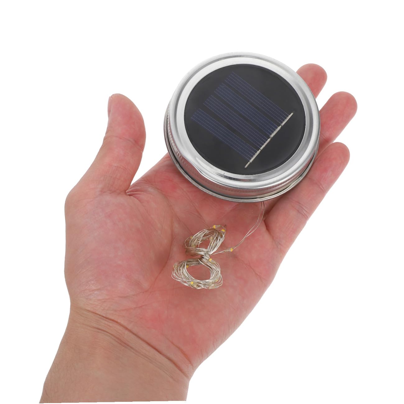 GALPADA 4 Set Copricoperchi Solari Stringa Luci LED da 20 Lampadine, Lampada Decorativa da Esterno in Acciaio Inossidabile e Alluminio, per Giardino e Balcone, Facile da Appendere