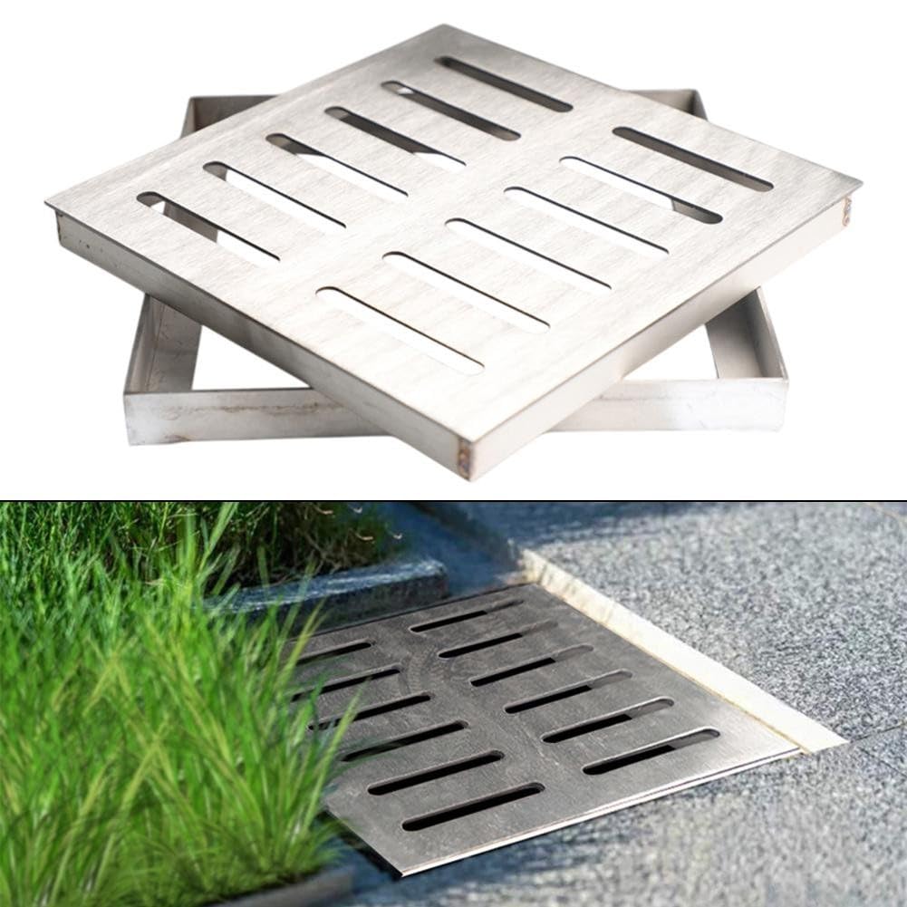 Stainless Steel Drain Grate, Anti-slip Outdoor Drainage Cover, Square Double-row Hole Sewer Grid, For Roadside Car Parks Street Ditch Gully(200 * 200 * 20 * 2mm)