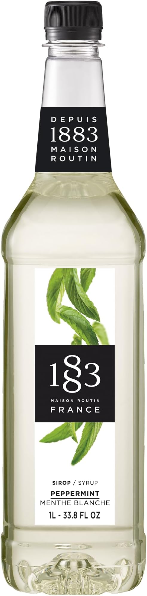1883 MAISON ROUTIN Peppermint Premium Syrup for Coffee, Hot Chocolate, Mocktails Mint Syrup 1L PET Bottle