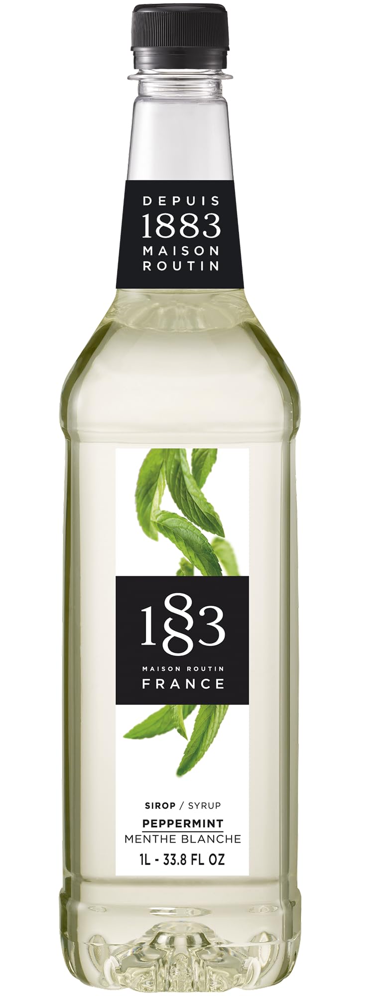 1883 MAISON ROUTIN Peppermint Premium Syrup for Coffee, Hot Chocolate, Mocktails Mint Syrup 1L PET Bottle