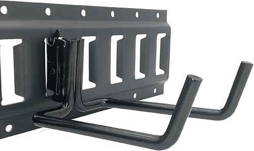 Miniatura 3 de E-Track - Paquete de 2 ganchos para pala resistentes para almacenar herramientas de mango largo, gancho en J doble para herramientas de acero
