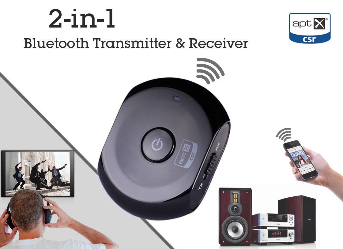 Avantree Saturn Wireless Bluetooth Audio Receiver and Bluetooth Transmitter 2 in 1 adapter, with aptX for Music and TV