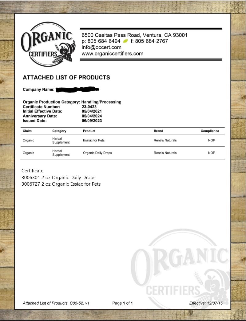 Essiac Original Tea USDA Organic Daily Drops for Enhanced Lymphatic Drainage and Immune Support | Alcohol Free Concentrated Formula | 2oz (59ml) - Image 8