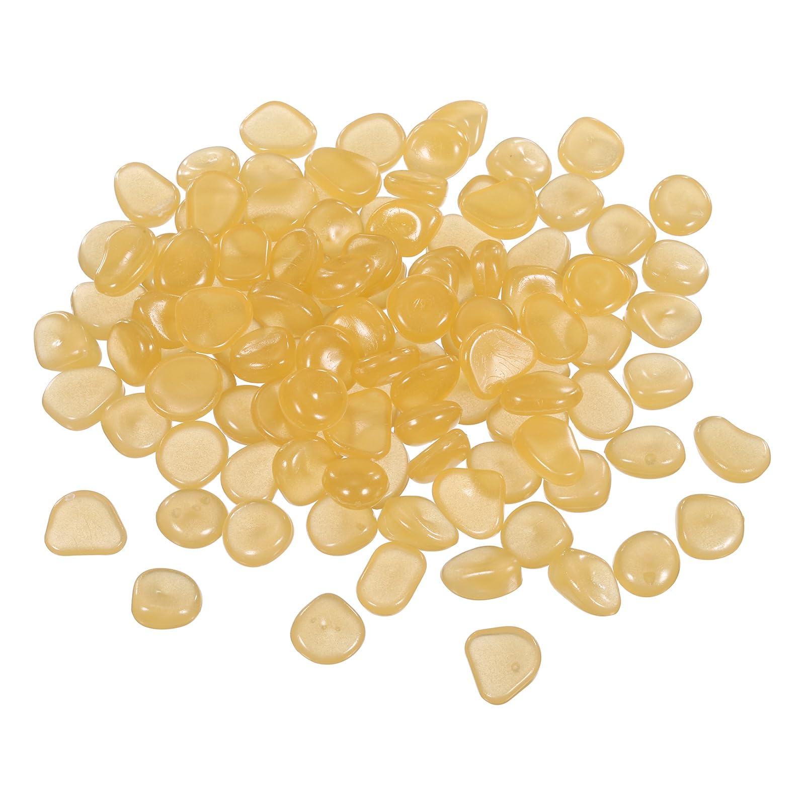 YELARXI Glow in the Dark Stones, Luminous Pebbles Stones Glowing Rocks Decorative Light Up Pebbles 200 Pcs & Orange Yellow -Fitting for (Fish Tank/Outdoor Garden Decor/Yard/Walkway)