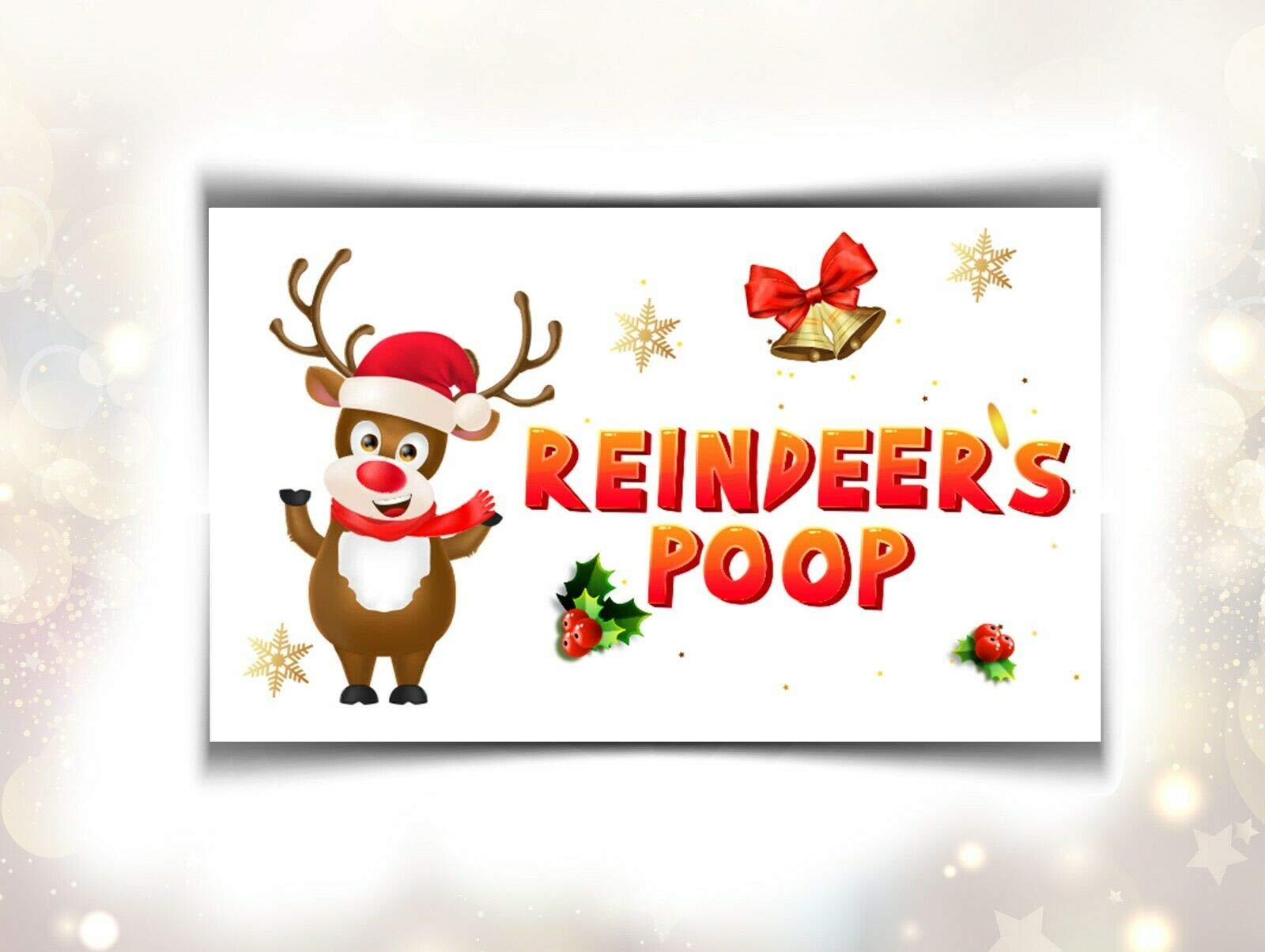 24 x Christmas Stickers(64 x 33.8mm) Reindeer's Poop #SNP29D Sara Prints
