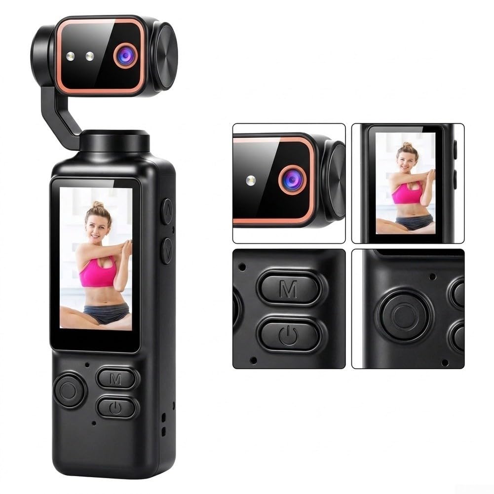 Videocamera portatile 4K con obiettivo flip a 180°