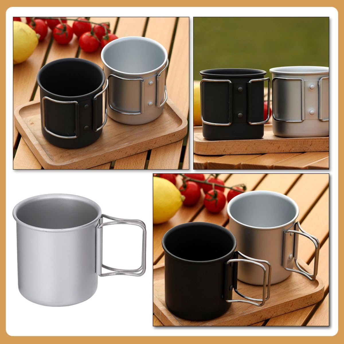 Luxshiny Outdoor Camping Mug Folding Aluminum Alloy Drinking Cup Portable Multi-function Water and Coffee Cup Silver for Hiking and Picnic Use