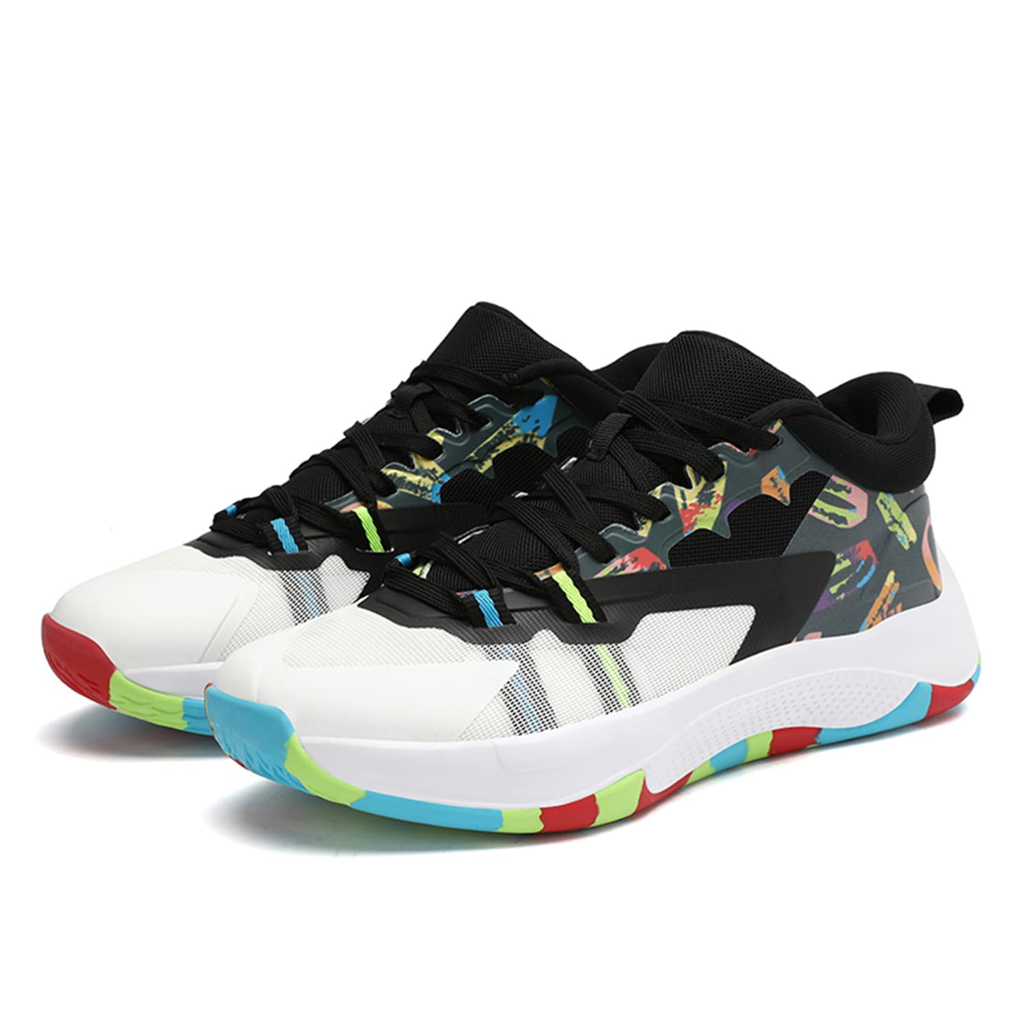 MCZFNFMens Basketball Shoes, Lightweight Casual Sneakers Shoes Breathable Anti Slip Sports Shock Absorption Basketball Shoes for Running Walking Outdoor Indoor