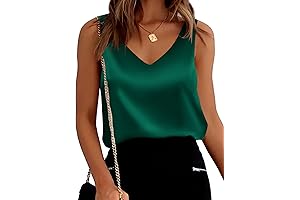 Emerald Green Satin Tank Tops for Women