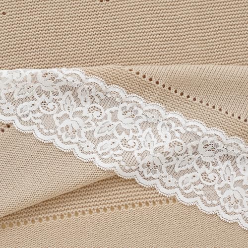 Image of mimixiong 100% Pure Cotton Baby Blanket Extra Soft Cellular Neutral Swaddle Receiving Crib Blanket for Newborn Baby Boy Girl Size 30 x 40 inches (Camel -lace)