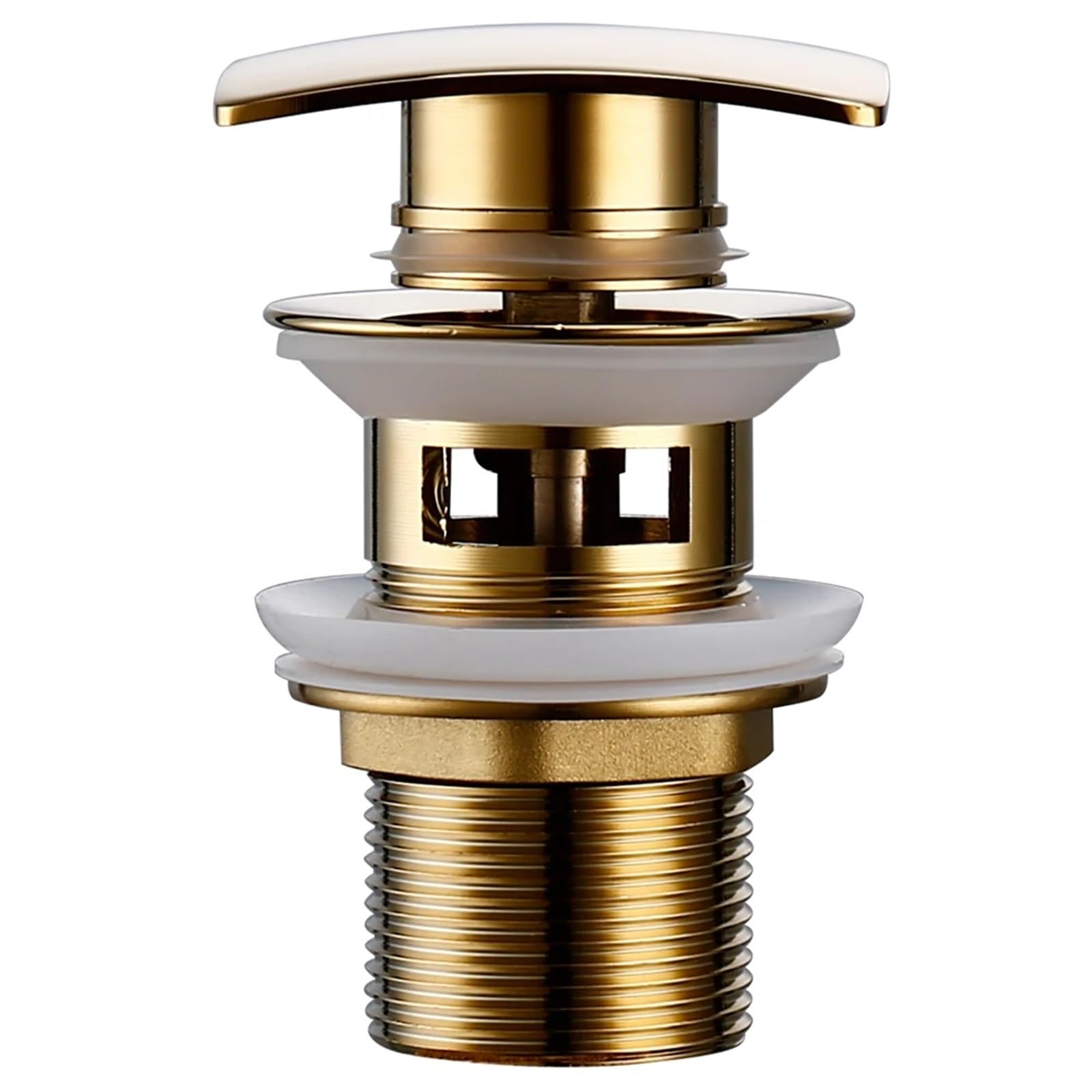 1pcs Polished Gold Black Brass Pop Up Button Square Hole Bathroom Basin Sink Drainer