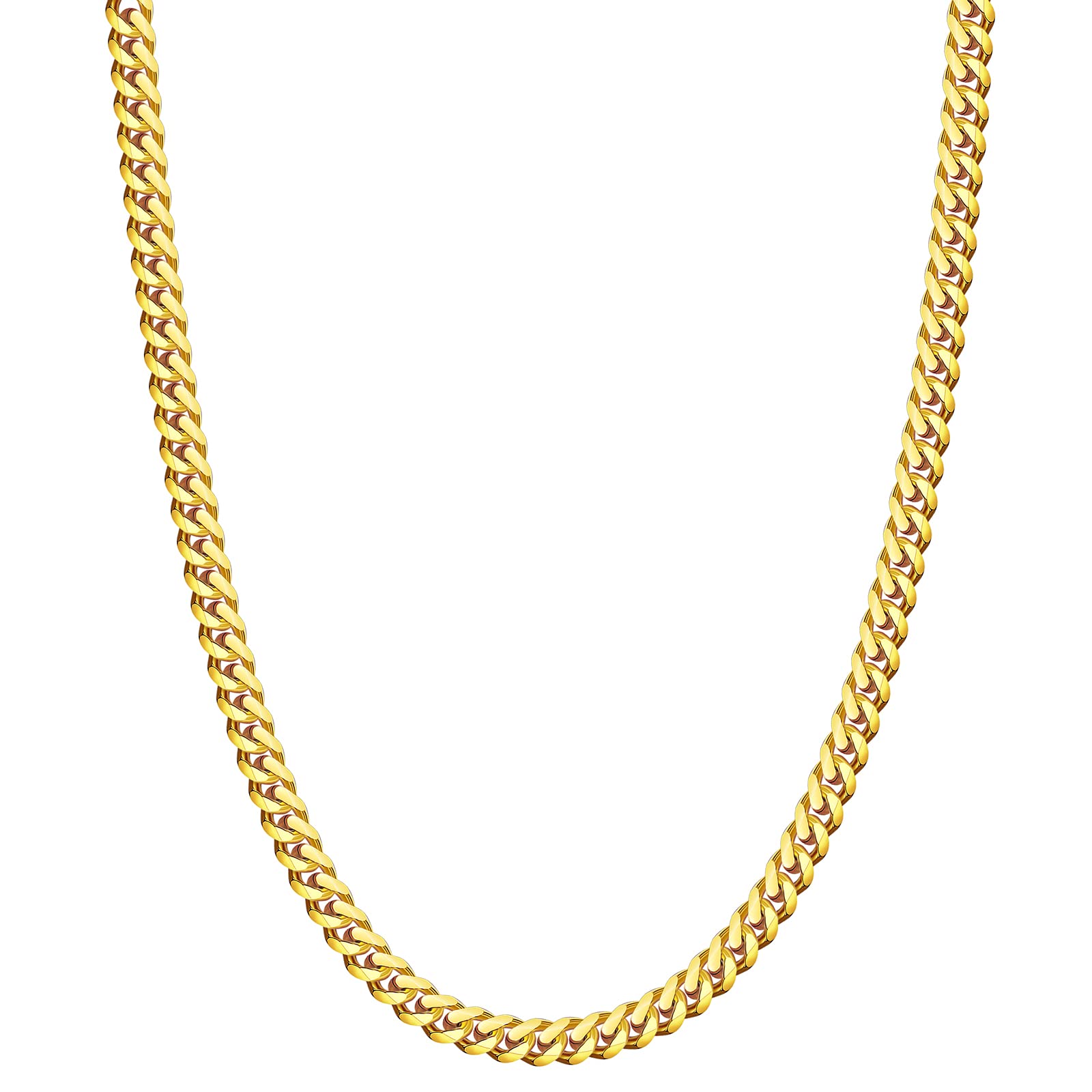 Gold & Silver Chain Necklace - Cuban Chains for Men, Women & Kids - 3.5/5/6/9/12MM, 18/20/22/24/26 Inch