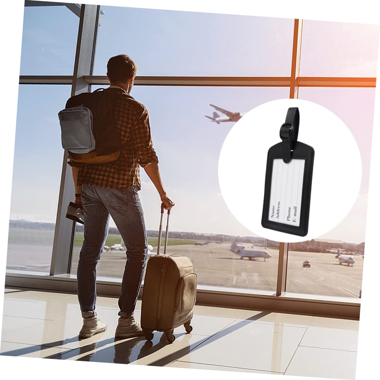10stücke Pu Gepäckanhänger Kreative Langlebige Koffer-labels Schwarz Für Einfache Identifikation Am Flughafen Personalisierbar Mit Name Und Kontaktdaten