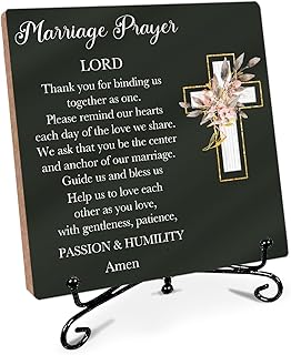 Wedding Desk Decor, Prayer Quote Sign for Couple, Christian Marriage Blessing Wooden Desk Plaque Sign, Inspirational Marriage Gifts, Wedding Decorations with Stand