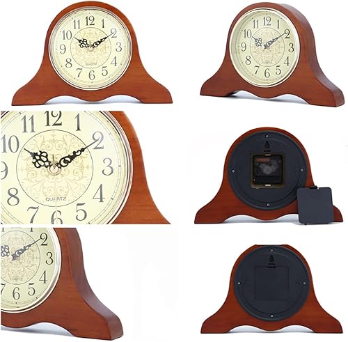 Miniatura 7 de GracesDawn Relojes de escritorio, relojes de repisa, madera maciza, relojes de grano de madera, relojes clásicos de cuarzo silencioso, vintage,