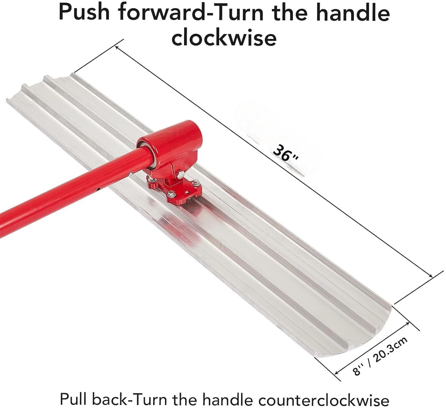 Garvee 36 x 8 Inch Magnesium Concrete Bull Float with Round Ends, Includes 4 Float Handle Bracket, Cement Finishing Tool Kit for Smooth Surface Work (Red)