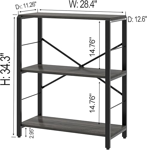 Miniatura 10 de FOLUBAN Estantería abierta de 4 niveles, estantería vintage de pie independiente, estantería de madera rústica y metal para oficina en casa, roble