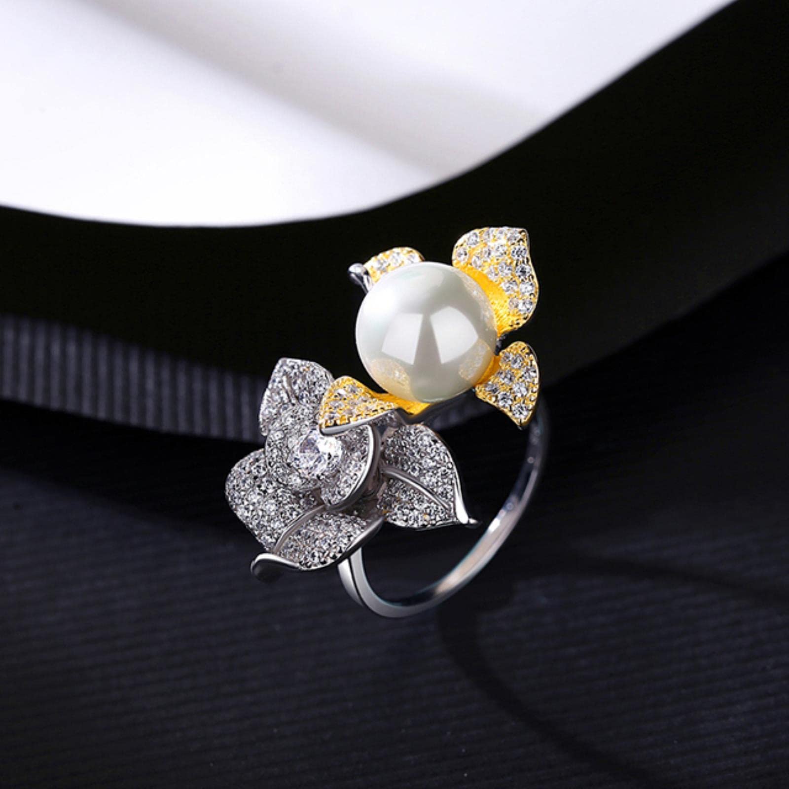 Nuevos Anillos Abiertos De Plata De Ley 925 con Circonita Cúbica Grande para Mujer, Joyería Fina, Perlas Naturales De Agua Dulce, Regalo De Fiesta A La Moda